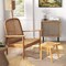 Costway Bamboo Vanity Stool Rattan Top Ottoman Footrest for Living Room Bedroom Natural